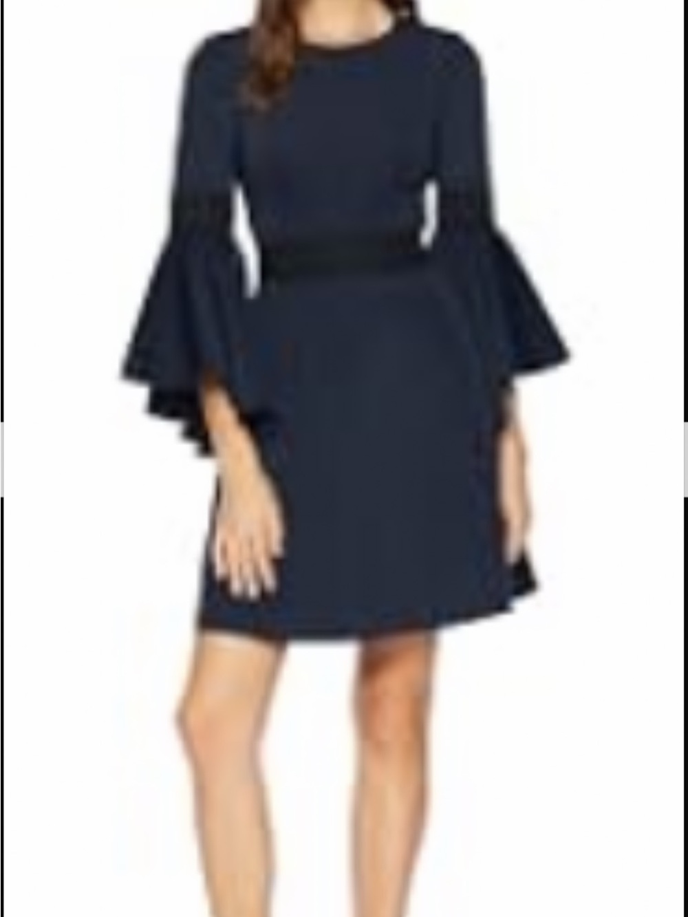 Badgley Mischa Scuba Navy Bell-Sleeve A-Line Dress